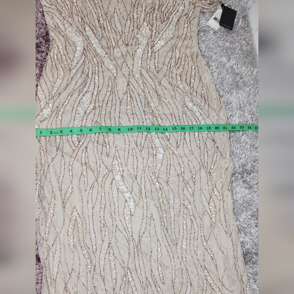 Adrianna papell embellished sequined lace column gown with Flutter sleev… - Picture 9 of 16